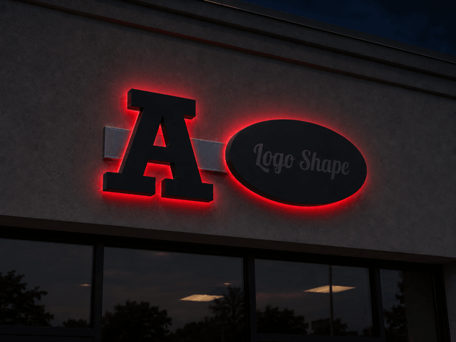 Halo Lit Channel Letters & Logos on Raceway night view