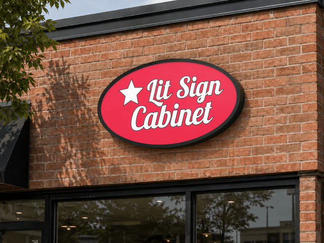 Single-Face Lit Shape Cabinet Sign day view