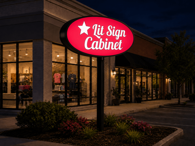 Lit Shape Cabinet – Double Faced night view