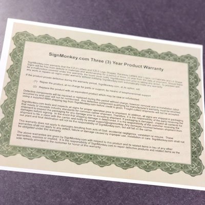 SignMonkey warranty