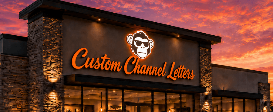 Custom channel letters and logo shapes for a storefront sign