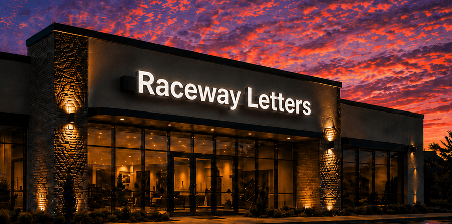 Raceway mounted channel letters installed on a storefront