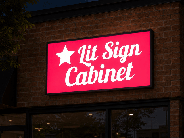 Lit Squared Cabinet - Single Faced night view